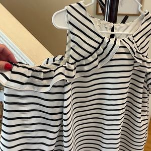 Black and white striped cold shoulder blouse